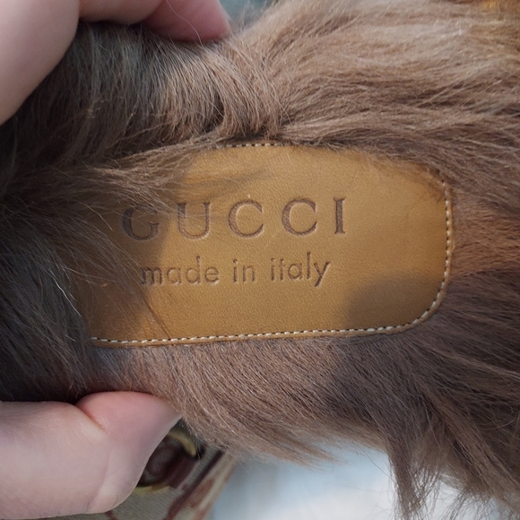 Gucci Beige GG Monogram Fur Princetown Mens Mules - Picture 3 of 10